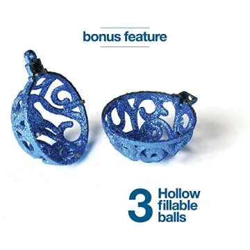 PREXTEX Blue 24-Piece Christmas Ornaments Set for Holiday Decor