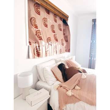 Mahalo Eco Blinds Blackout Blinds with Adhesive Hook and Loop, Earthy Rainbows, 47.2” x 78.7” - ...