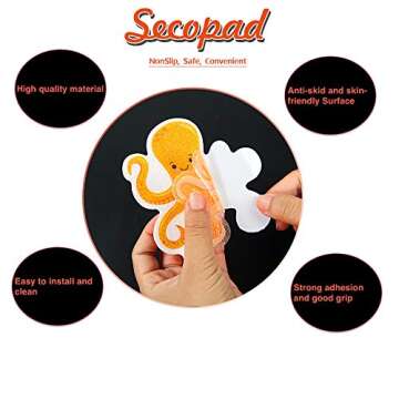 Secopad Non Slip Bathtub Stickers, 14 PCS Large Sea Adhesive Kids Anti Slip Decal Threads for Shower...