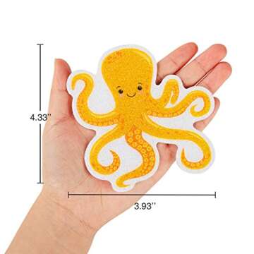 Secopad Non Slip Bathtub Stickers, 14 PCS Large Sea Adhesive Kids Anti Slip Decal Threads for Shower and Bath Tub with Premium Scraper
