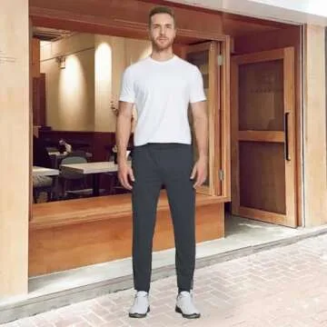 VANCAMEL Men's Lightweight Jogger Pants with Zipper Pockets
