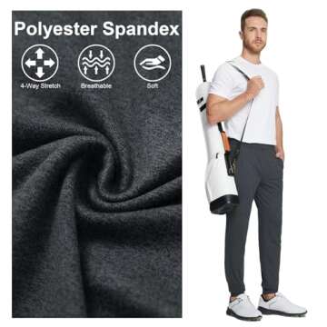 VANCAMEL Men's Lightweight Jogger Pants with Zipper Pockets