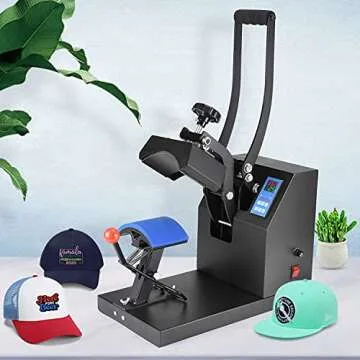 PNKKODW Hat Press Digital Baseball Cap Heat Press Machine 6x3.5 Inch Clamshell Design Curved Element Cap Sublimation Transfer Press with LCD Timer and Temperature Control, Rigid Steel Frame,Black