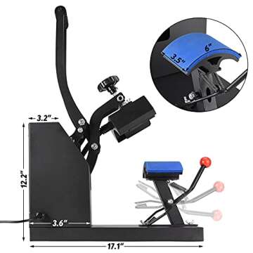 PNKKODW Hat Press Digital Baseball Cap Heat Press Machine 6x3.5 Inch Clamshell Design Curved Element Cap Sublimation Transfer Press with LCD Timer and Temperature Control, Rigid Steel Frame,Black