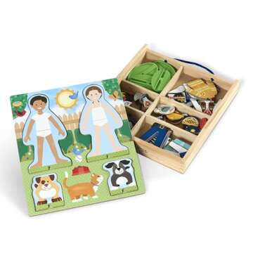 Melissa & Doug Occupations Magnetic Dress-Up Wooden Pretend Play Set (82 pcs) - Magnetic Dress-Up Dolls For Kids