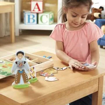Melissa & Doug Occupations Magnetic Dress-Up Wooden Pretend Play Set (82 pcs) - Magnetic Dress-Up Dolls For Kids