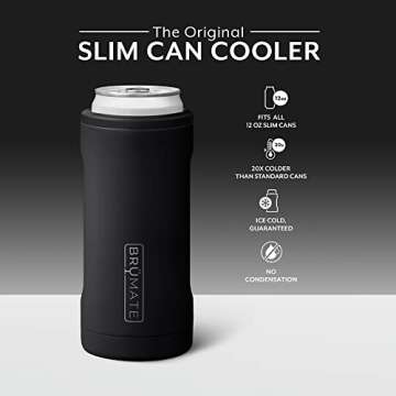 BrüMate Hopsulator Slim Double-walled Stainless Steel Insulated Can Cooler for 12 Oz Slim Cans (Matte Black)