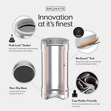 BrüMate Hopsulator Slim Double-walled Stainless Steel Insulated Can Cooler for 12 Oz Slim Cans (Matte Black)