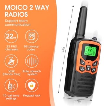 MOICO Long Range Walkie Talkies for Hiking & Camping