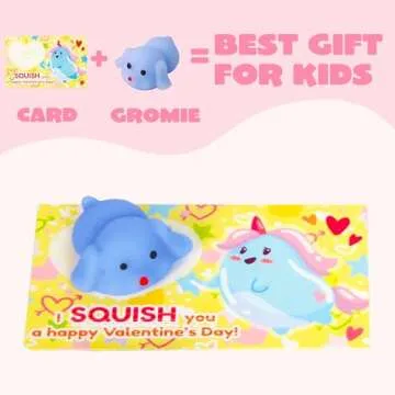 JOYIN 28 Pcs Gift Cards with Animal Mochi Squishy Toy, Kawaii Mochi with Cards, Stress Relief Fidget Toy for Kids Classroom Exchange Prizes, Party Favor