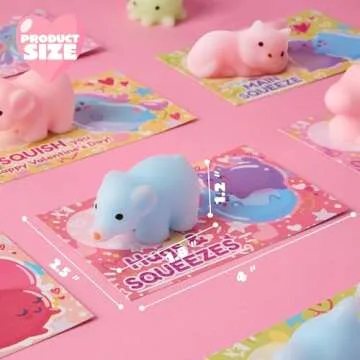 JOYIN 28 Pcs Gift Cards with Animal Mochi Squishy Toy, Kawaii Mochi with Cards, Stress Relief Fidget Toy for Kids Classroom Exchange Prizes, Party Favor