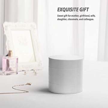 HengLiSam Jewelry Organizer, Small Jewelry Box Earring Holder for Women, Jewelry Storage Box 4-Layer Rotatable Jewelry Accessory Storage Tray with Lid for Rings Bracelets