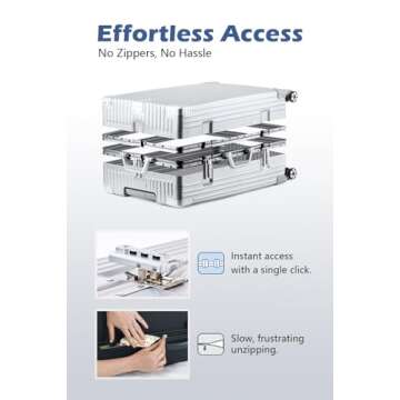 HotWay 24 Inch Checked in Luggage with Aluminum Frame,PC Hard Shell Suitcase with Spinner Wheels and...