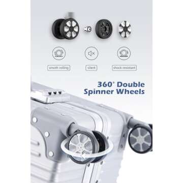 HotWay 24 Inch Checked in Luggage with Aluminum Frame,PC Hard Shell Suitcase with Spinner Wheels and TSA Lock, Large Suitcase for Travel