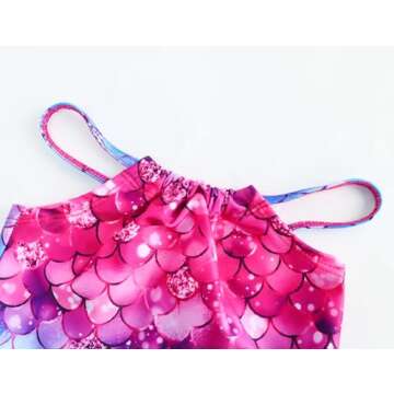 Girls Tankini Swimsuit Set for Ages 7-8 with Mermaid Print