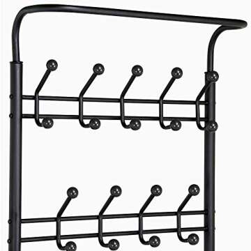 Yaheetech 3-in-1 Coat Rack Shoe Bench, Entryway Hall Tree with 18 Hooks and 3-Tier Shoe Storage Bench, Metal Coat Hat Stand Rod for Hanging Jacket, Easy Assembly, Black