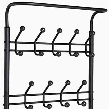 Yaheetech 3-in-1 Coat Rack Shoe Bench, Entryway Hall Tree with 18 Hooks and 3-Tier Shoe Storage Bench, Metal Coat Hat Stand Rod for Hanging Jacket, Easy Assembly, Black