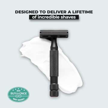 Rockwell Razors 6S Double-Edge Safety Razor in Matte Black with 6 Adjustable Shave Settings and 5 Fully Recyclable Blades. Reusable Safety Razors for Men & Women