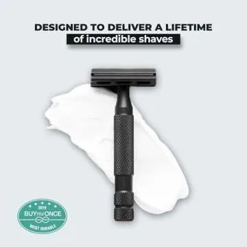 Rockwell Razors 6S Double-Edge Safety Razor in Matte Black with 6 Adjustable Shave Settings and 5 Fully Recyclable Blades. Reusable Safety Razors for Men & Women