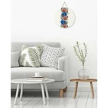 Welcome Sign Front Door Decoration Fall Football Blue Baseball Cap Eucalyptus Leaves Door Sign 10 Inch Round Wood Wreaths Wall Hanging Outdoor, Indoor, Porch, for Spring Summer Fall Home Decor