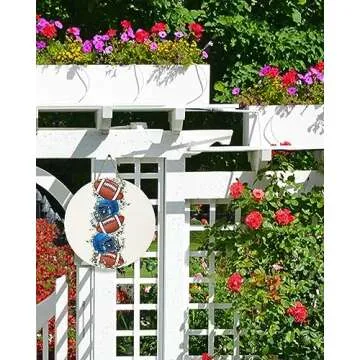 Welcome Sign Front Door Decoration Fall Football Blue Baseball Cap Eucalyptus Leaves Door Sign 10 Inch Round Wood Wreaths Wall Hanging Outdoor, Indoor, Porch, for Spring Summer Fall Home Decor