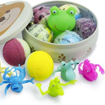 Vibrant Bath Bomb Gift Set with Floating Frog Toys