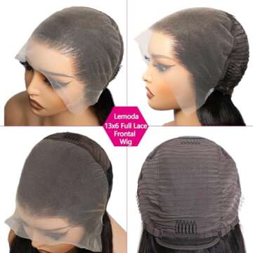 Lemoda 13x6 Straight Full Lace Wigs Human Hair Frontal Wigs 200% Density HD Transparent Lace Wig Pre...