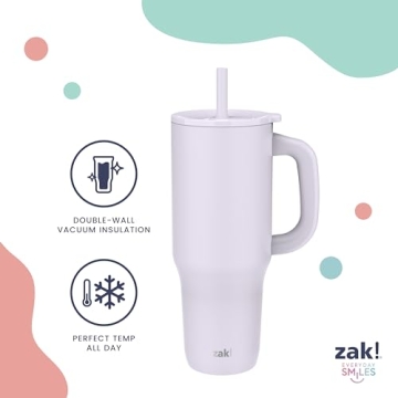 Zak 40oz Stainless Steel Tumbler with Silicone Straw and Handle