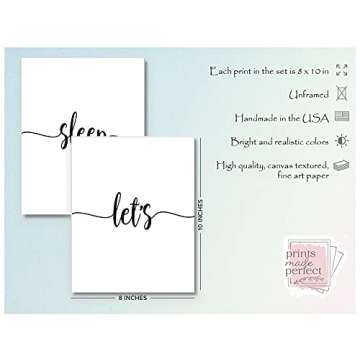 Let's Sleep In Art Prints - Bedroom Wall Decor - Set of 3 – Above Bed Wall Decor - Unframed