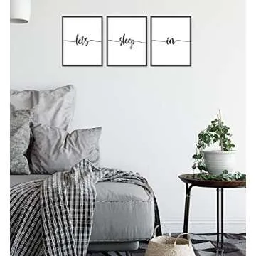 Let's Sleep In Art Prints Set of 3 Bedroom Decor Unframed