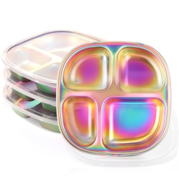 Bakpoco Stainless Steel Kids Plates – Safe, Durable, and Colorful Toddler Dinnerware