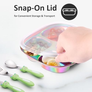 Bakpoco Kids Plates Stainless Steel | Fun & Safe Toddler Mealtime