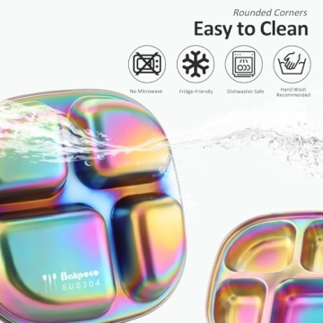 Bakpoco Kids Plates Stainless Steel | Fun & Safe Toddler Mealtime