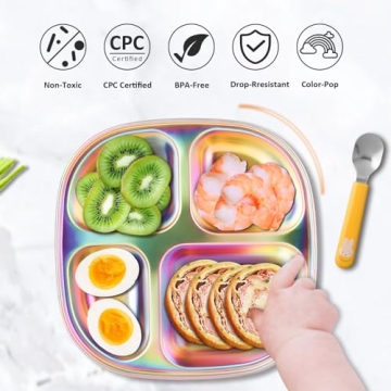Bakpoco Kids Plates Stainless Steel | Fun & Safe Toddler Mealtime