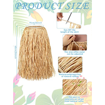 Giegxin Raffia Grass Skirts Tropical Hawaiian Luau Party