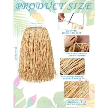 Giegxin Raffia Grass Skirts Tropical Hawaiian Luau Party