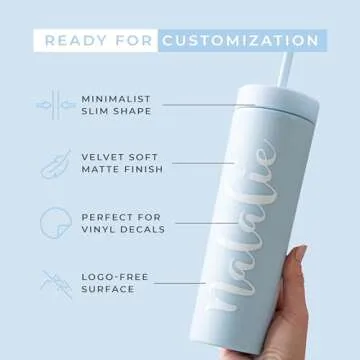 STRATA CUPS Periwinkle Skinny Tumblers with Lids and Straws (12 pack) - 16oz Double Wall Acrylic Tumbler, Tall Matte Skinny Tumblers, Bulk with Free Straw Cleaner, Reusable Cups