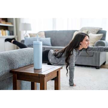 STRATA CUPS Periwinkle Skinny Tumblers with Lids and Straws (12 pack) - 16oz Double Wall Acrylic Tumbler, Tall Matte Skinny Tumblers, Bulk with Free Straw Cleaner, Reusable Cups