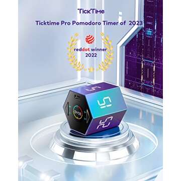 Ticktime Pomodoro Productivity Timer Cube, Hexagon Flip Clock, Pause & Resume, Silent, Vibrate & Adj...