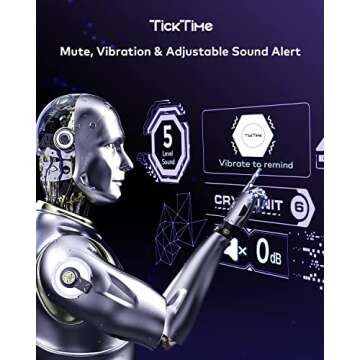 Ticktime Pomodoro Productivity Timer Cube, Hexagon Flip Clock, Pause & Resume, Silent, Vibrate & Adjustable Sound Alarm, for ADHD, Task, Work, Study, 5/15/25/30/45/60min & Custom Countdown, Purple