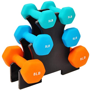 Sporzon! Colorful Dumbbell Set with Stand for Home Workouts