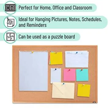 Mr. Pen- Cork Board, 24”x36”, Framed Cork Board, Push Pin Board for Walls with Frame, Office Cork Board, Bulliten Board, Corkboards for Wall