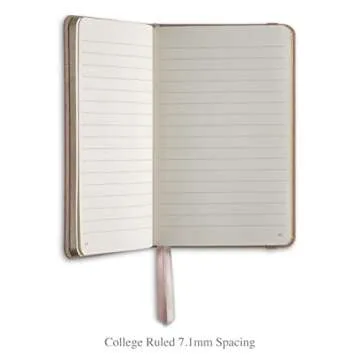 Jumping Fox Design Slim A6 Pocket Notebook College Ruled 3.6 X 5.7 Hardcover Small Notebook Journal 100 GSM Thick Paper Numbered Pages Inner Pocket Gift Box (Lined Linen Fabric Rose Tan Pink)