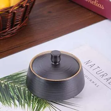 Amoysanli Retro Kitchen Ceramic Canister, 13.53 FL OZ (400 ML) Vintage Food Storage Jar for Tea, Cof...