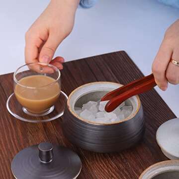 Amoysanli Retro Kitchen Ceramic Canister, 13.53 FL OZ (400 ML) Vintage Food Storage Jar for Tea, Coffee Beans, Herb, Candy, Spices, Nuts (Black)