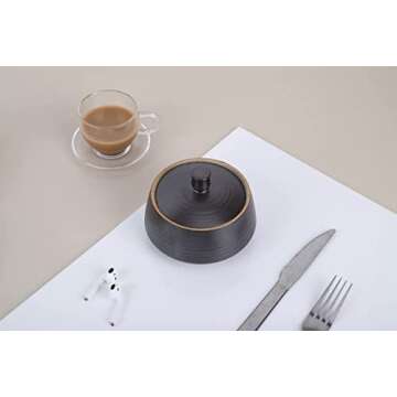 Amoysanli Retro Kitchen Ceramic Canister, 13.53 FL OZ (400 ML) Vintage Food Storage Jar for Tea, Coffee Beans, Herb, Candy, Spices, Nuts (Black)