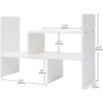 Expandable Wood Desktop Bookshelf Desktop Organizer Office Storage Rack Wood Display Shelf - Free Style Display True Natural Stand Shelf Rack Assembled Bookcase Adjustable Display Rack