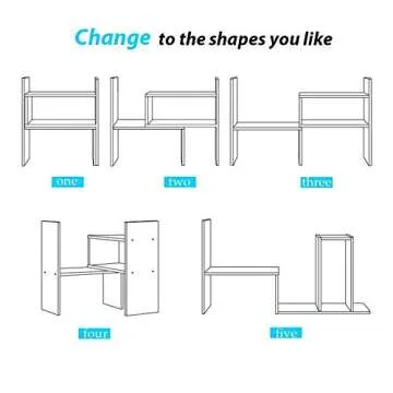 Expandable Wood Desktop Bookshelf Desktop Organizer Office Storage Rack Wood Display Shelf - Free Style Display True Natural Stand Shelf Rack Assembled Bookcase Adjustable Display Rack