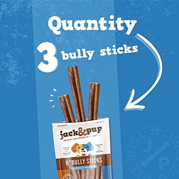 Jack&Pup Extra-Thick Bully Sticks for Dogs - 6 Inch