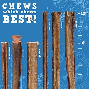 Jack&Pup Extra-Thick Bully Sticks for Dogs - 6 Inch